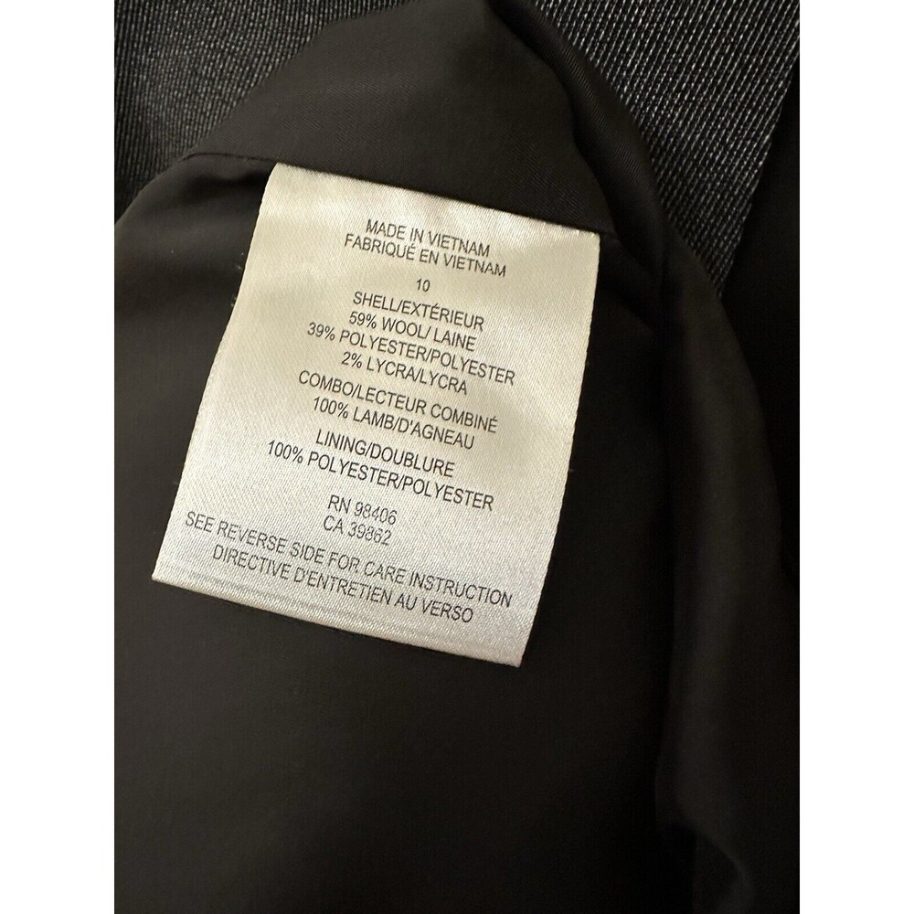 Theory Womens Size 10 Grey Wool Blend Sleeveless Pocket Dress Lambskin Trim EUC - Picture 7 of 7